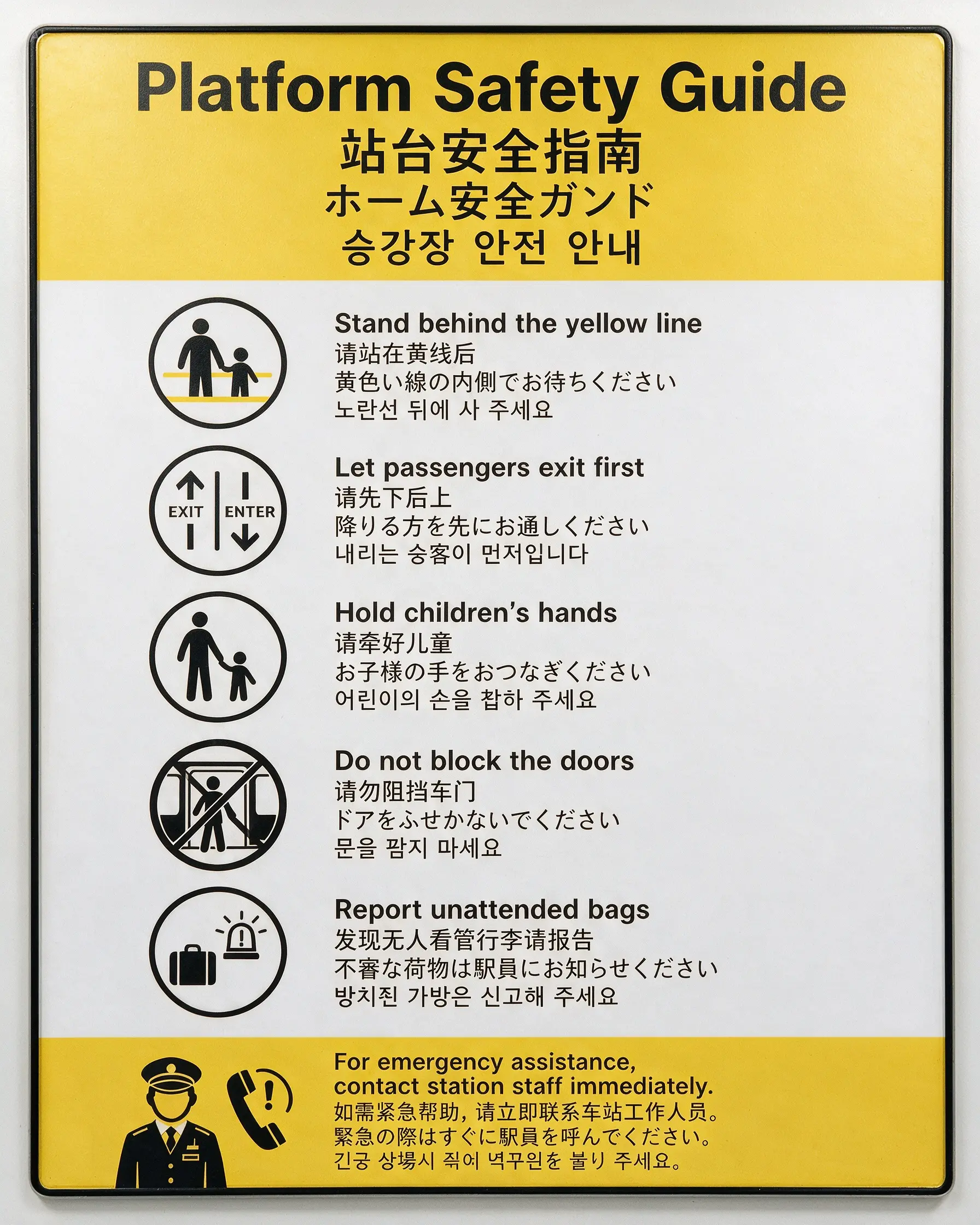 Seedream 5.0 Pro multilingual subway public safety poster